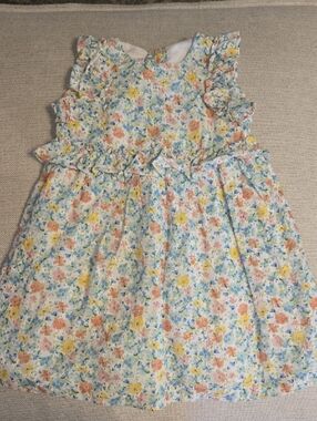 Bonnie Baby Floral Ruffle Dress - Yellow, Peach & Blue